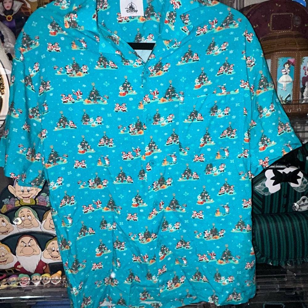 NWT Disney Parks Teal Festive Christmas Shirt- sz XS
